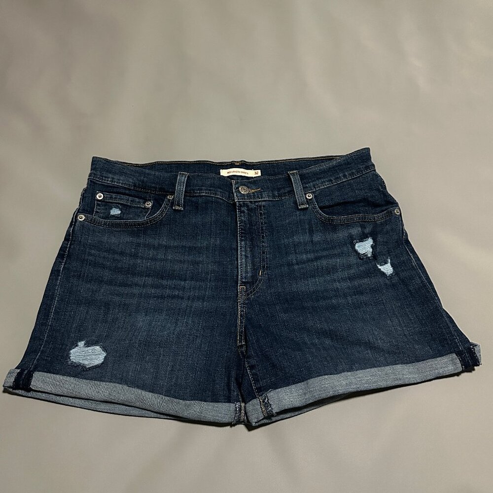Levi's Women's Mid-Length Distressed Denim Shorts Size 34